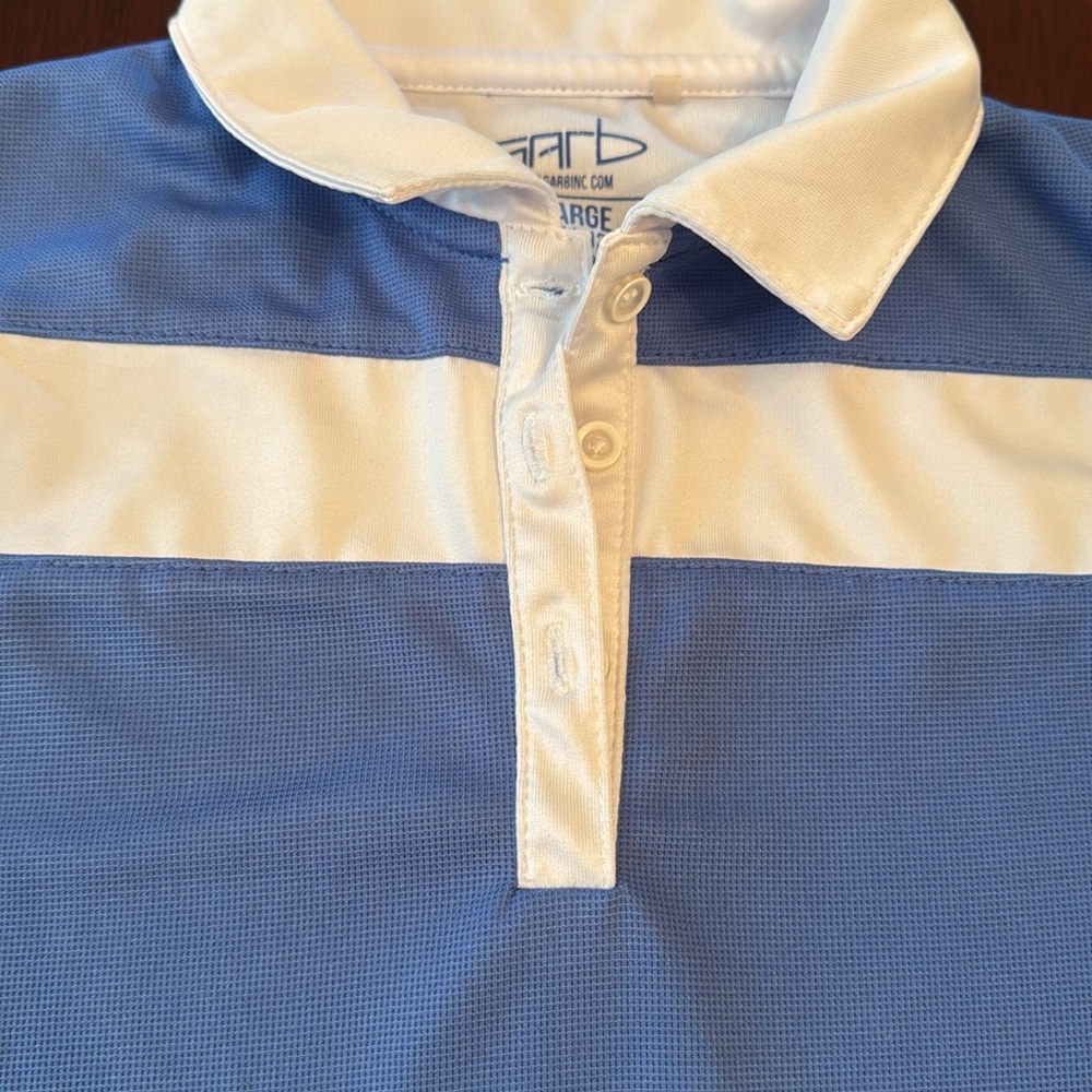Girls Garb Golf Shirt. Blue & White. Size XL (Age 11/12)